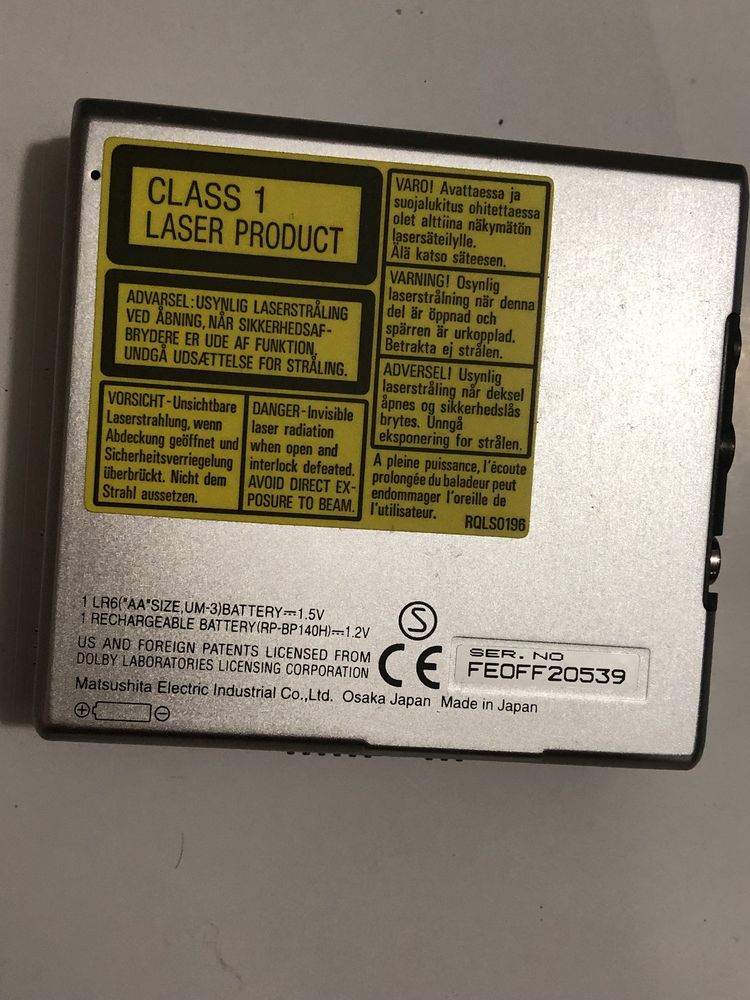 Panasonic SJ-MR100 Minidisk Recorder Audio Player Przenośny Walkman
