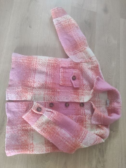 Kurtka w kratę koszulowa bluza różowa S 36