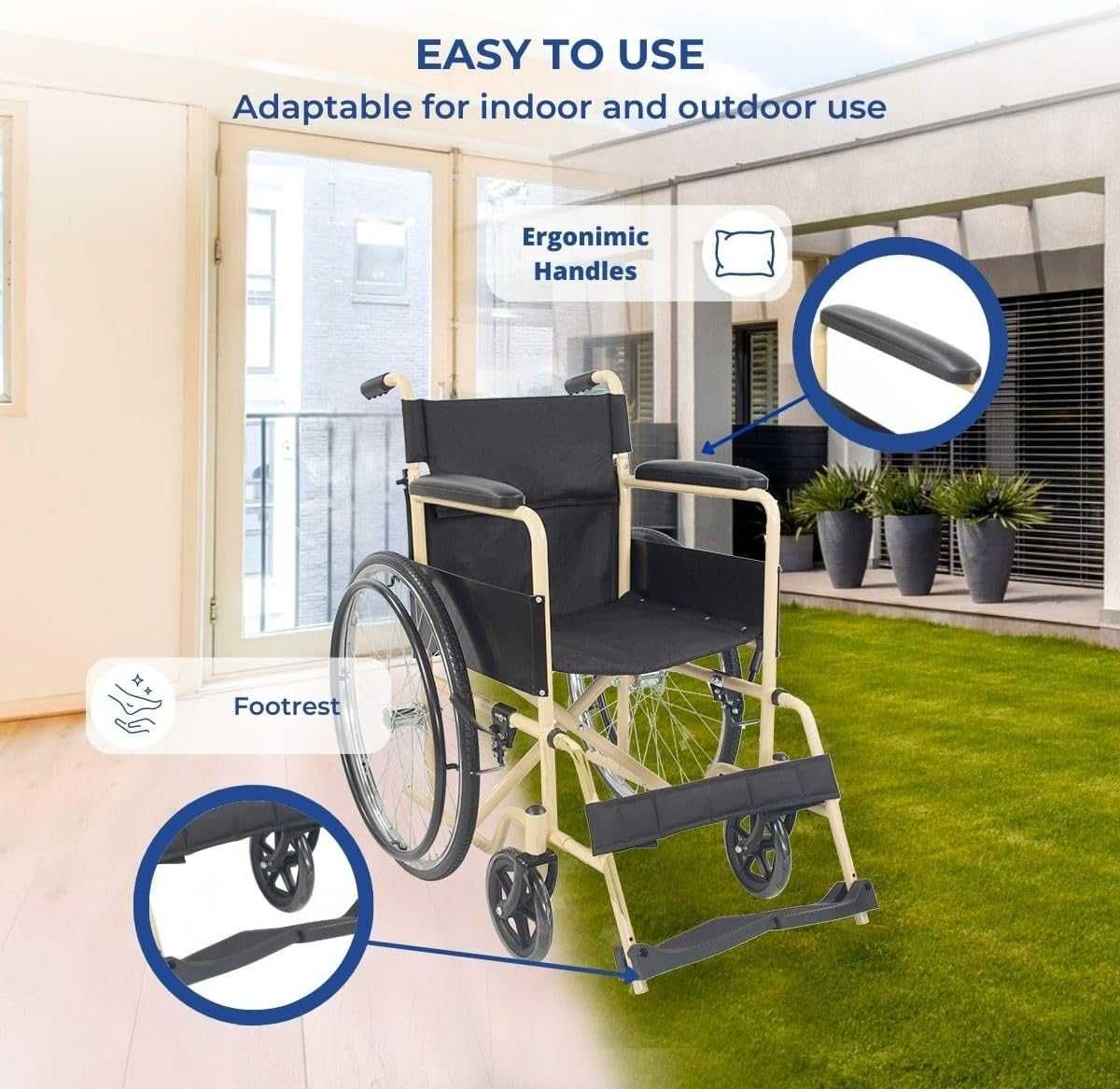 Mobiclinic Denver Składany wózek inwalidzki Siedzisko 46 cm max 110 kg