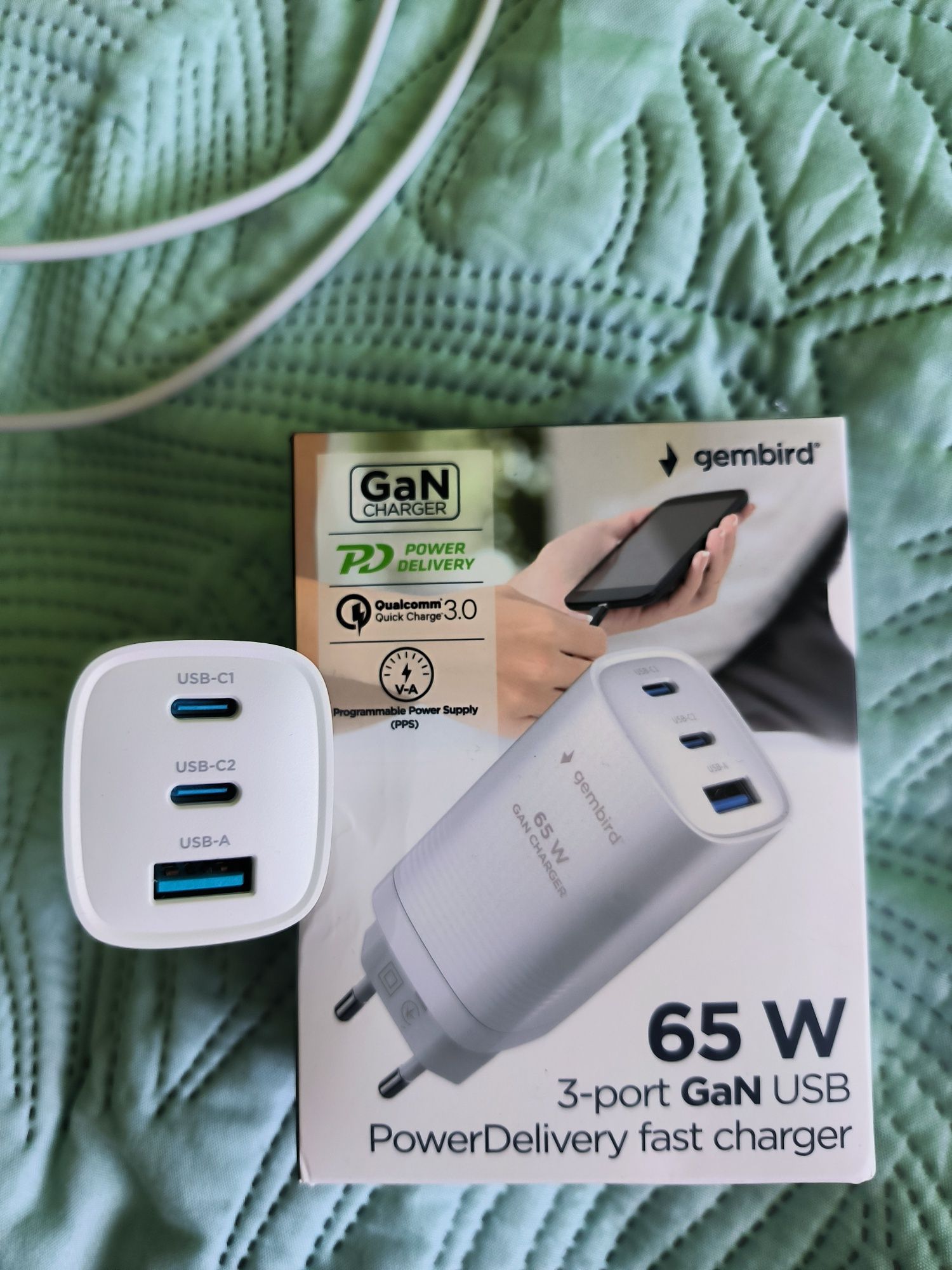 Ładowarka 65W + kabel 2x wejście typu C