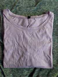 Lawendowy T-shirt bluzka z krótkim rękawem sinsay