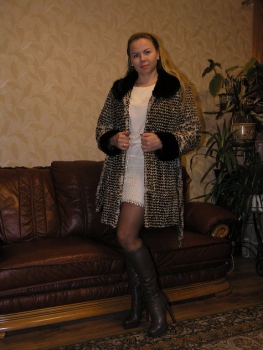 Шуба шиншилла-рекс с принтом, норка.