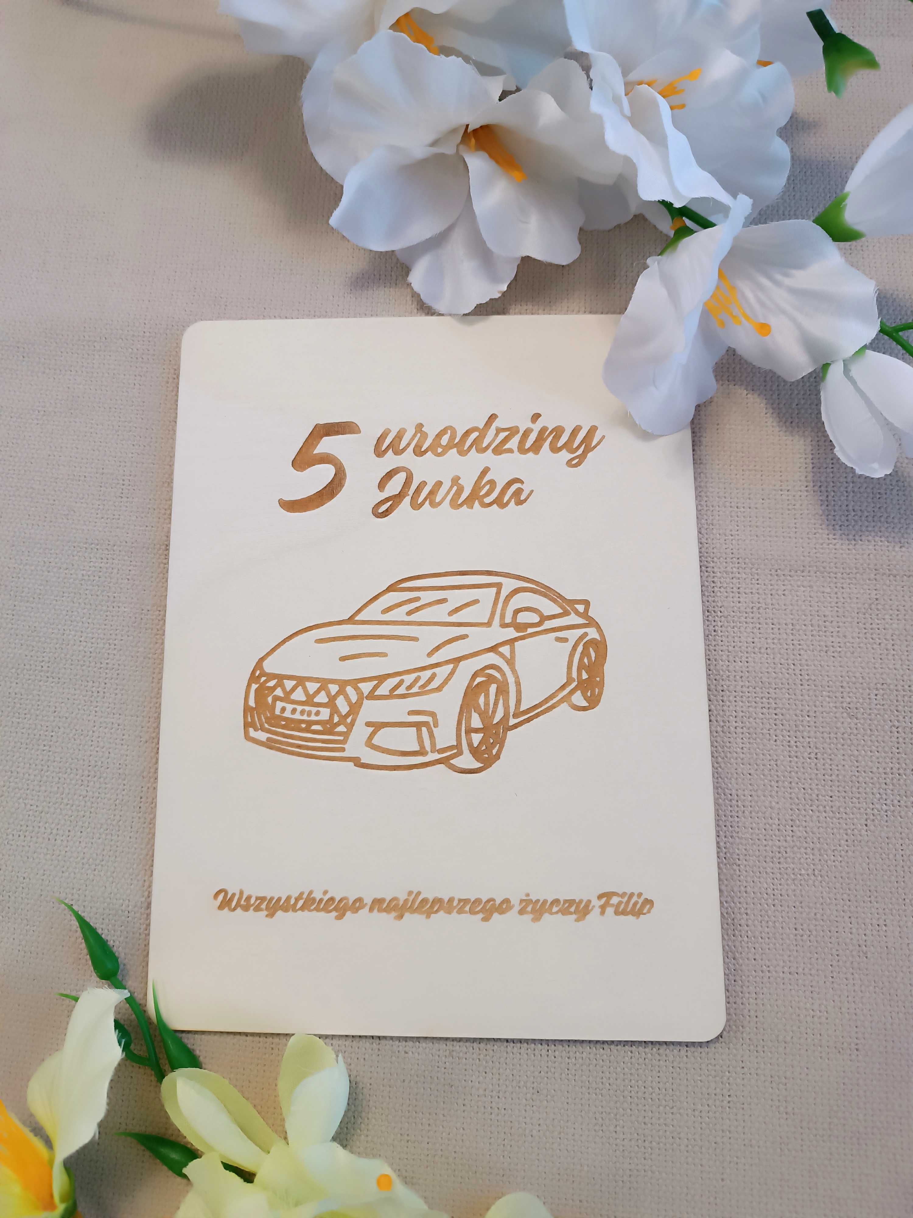 Personalizowana KARTKA URODZINOWA dla dzieci WZORY samochód jednorożec