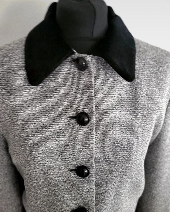 UNIKAT żakiet marynarka kołnierzyk welurowy jesień zima welur 38 m 40