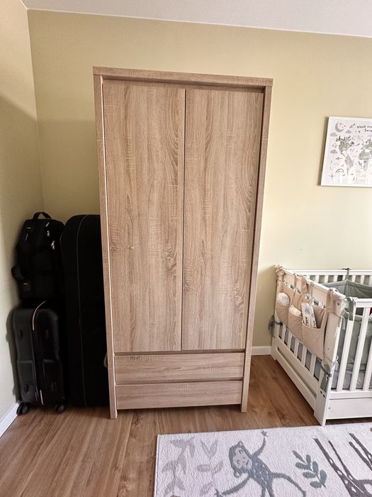 Szafa dwudrzwiowa Kaspian 90 cm z szufladami dąb sonoma