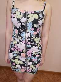 Sukienka w kwiaty mini z suwakiem xs