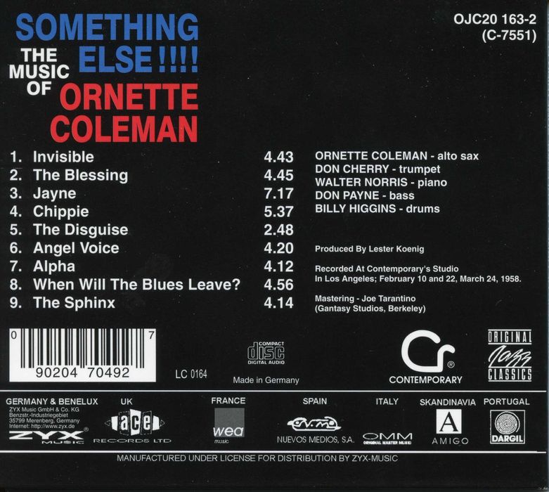 ORNETTE COLEMAN - Something Else!!, CD, OJO20 163-2