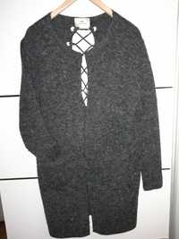 Kardigan, #swetr długi ciemnoszary L/XL/XXL