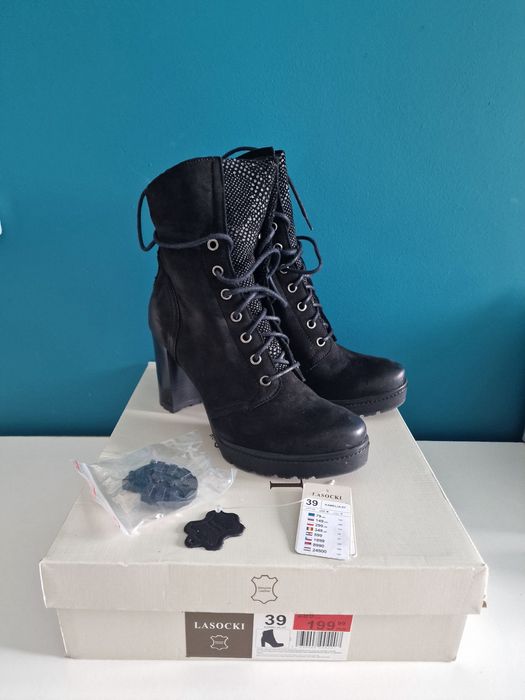 Botki Lasocki skóra naturalna 39