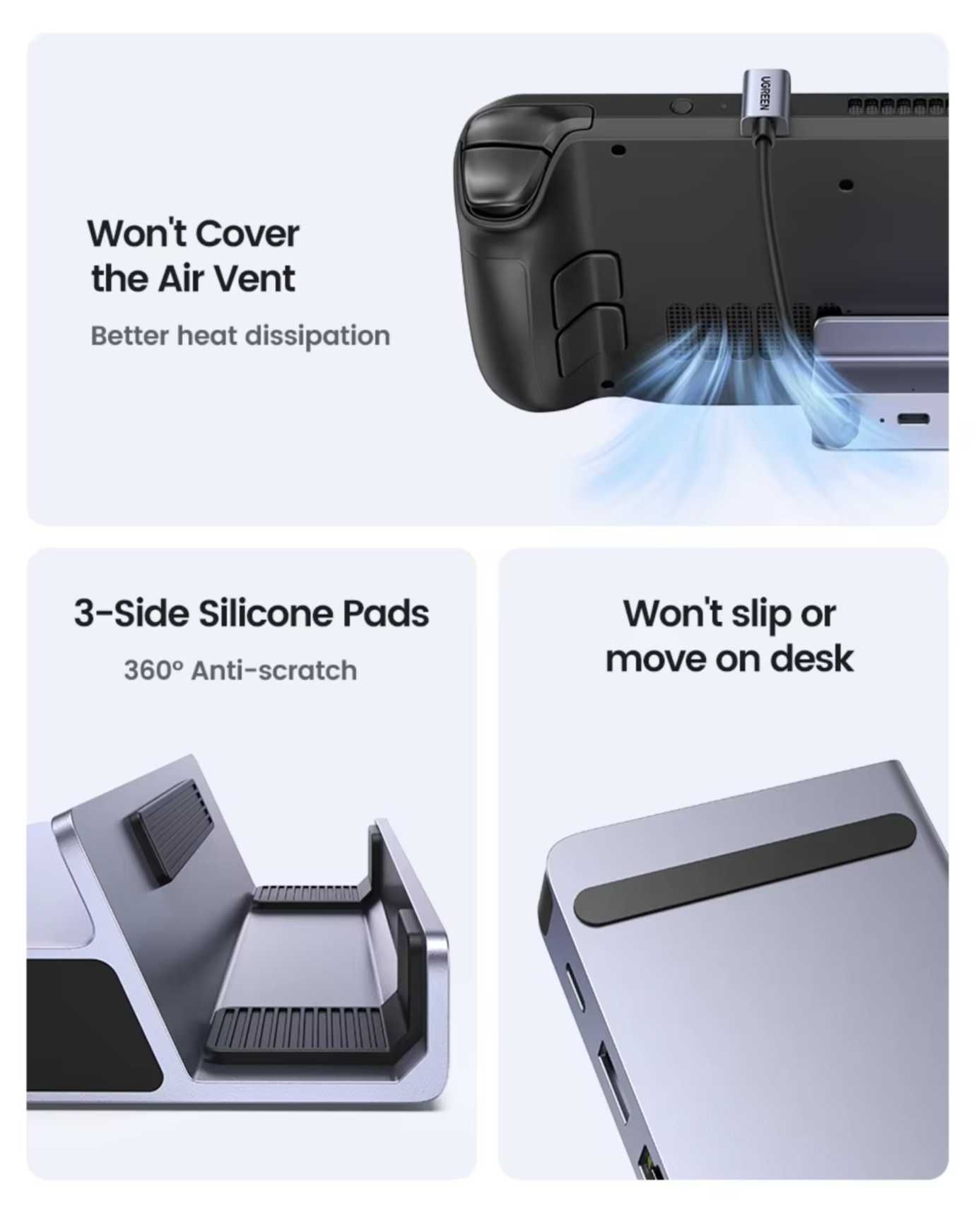 Док-станция Ugreen 6в1 Steam Deck (HDMI/Ethernet/3хUSB 3.0/USB-C 100W)
