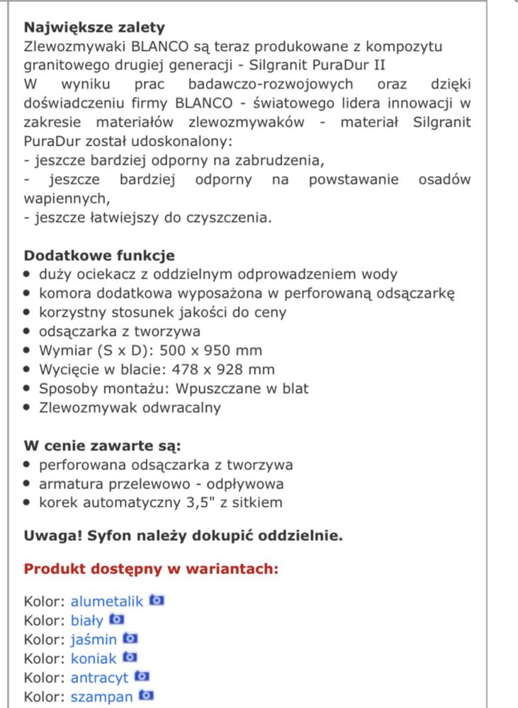 Blanco zlewozmywak silgranit