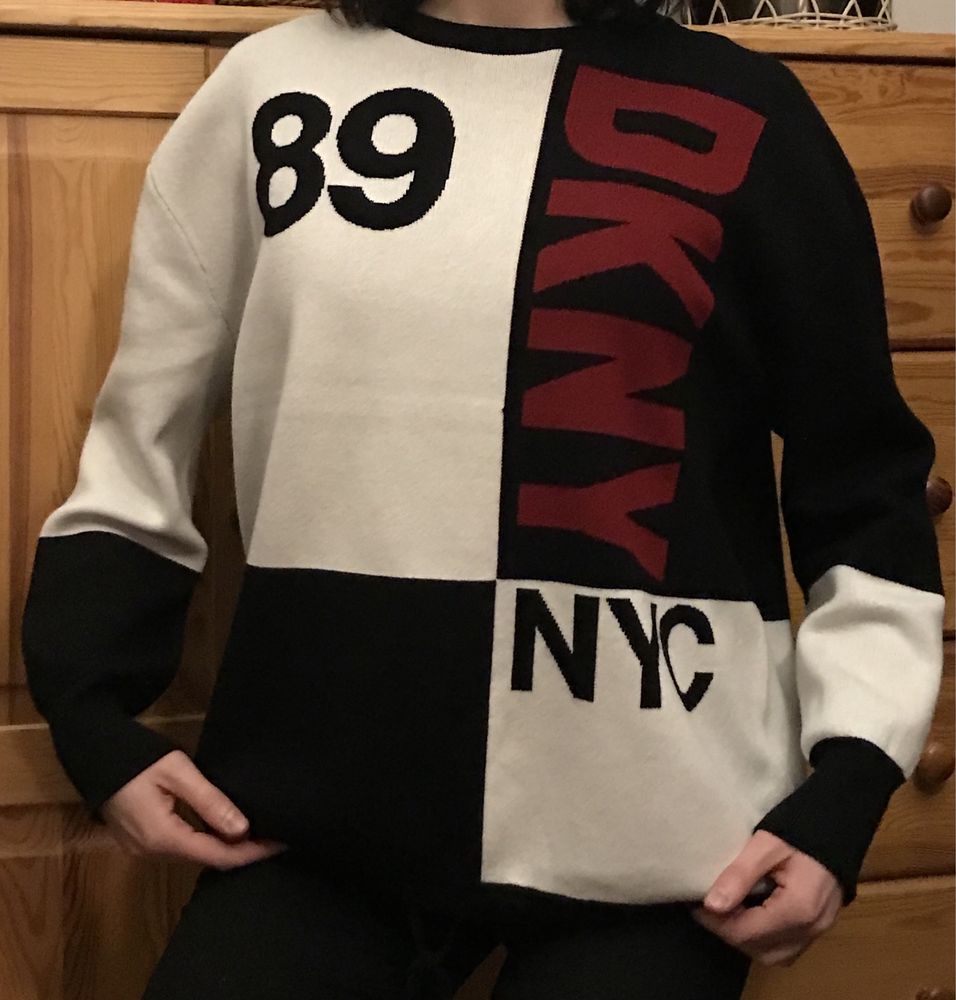 DKNY sweter damski L 40 bluza bluzka dzianinowa troczek oversize