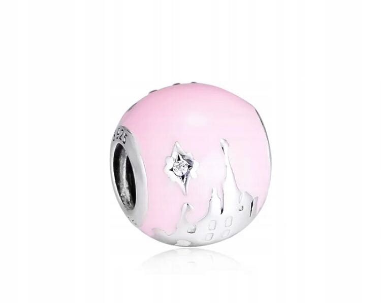 charms do pandora srebro s925 zamek pałac Disney różowy beads