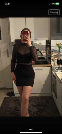 czarna sukienka mini siateczka