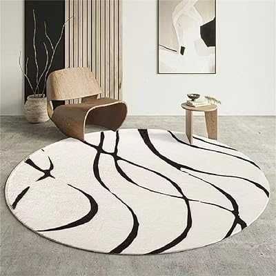 Freyamy Okrągły dywan nowoczesny, designerski 160 cm czarno białe pasy