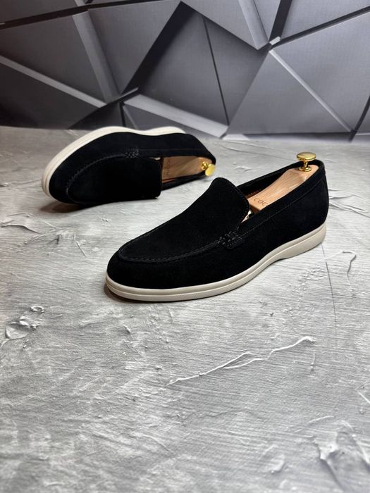 Лоферы Замшевые мужские черные LORO PIANA! Натуральная ПРЕМИУМ Замша!