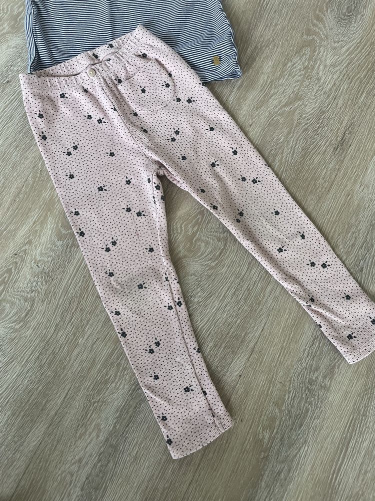 Komplet zestaw zara dziewczęcy 104/110 bluzka prążkowane legginsy