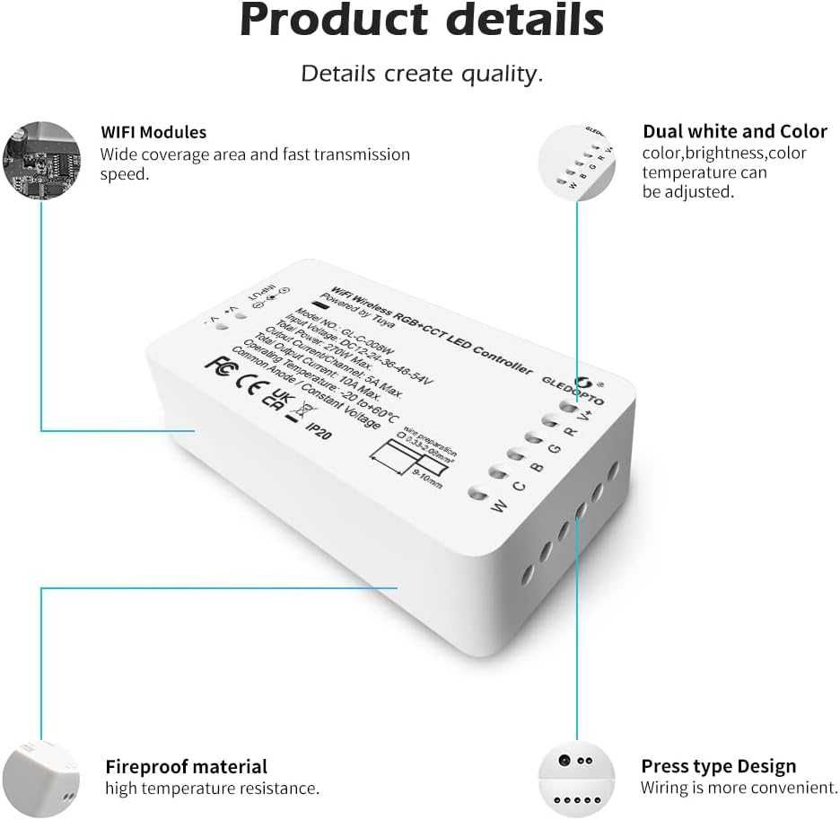 GLEDOPTO RGBW CCT WiFi sterowanie listwami świetlnymi LED