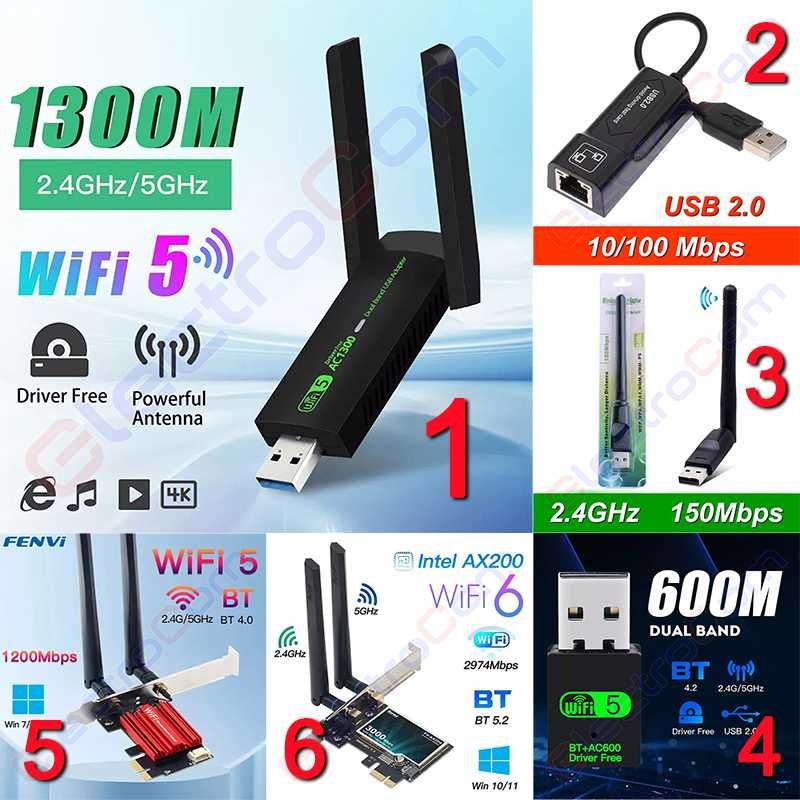 Мережева карта, USB Wi-Fi адаптер, 2.4 / 5 ГГц, репітер