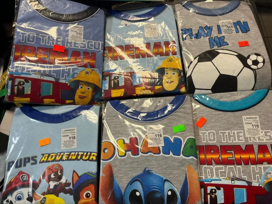 Piżama długi rękaw bawełna 100% traktor , koparka,strażak