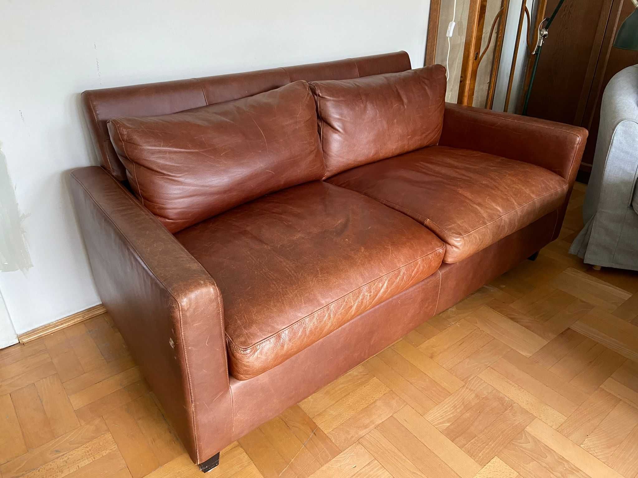 sofa HABITAT kanapa skórzana brązowa