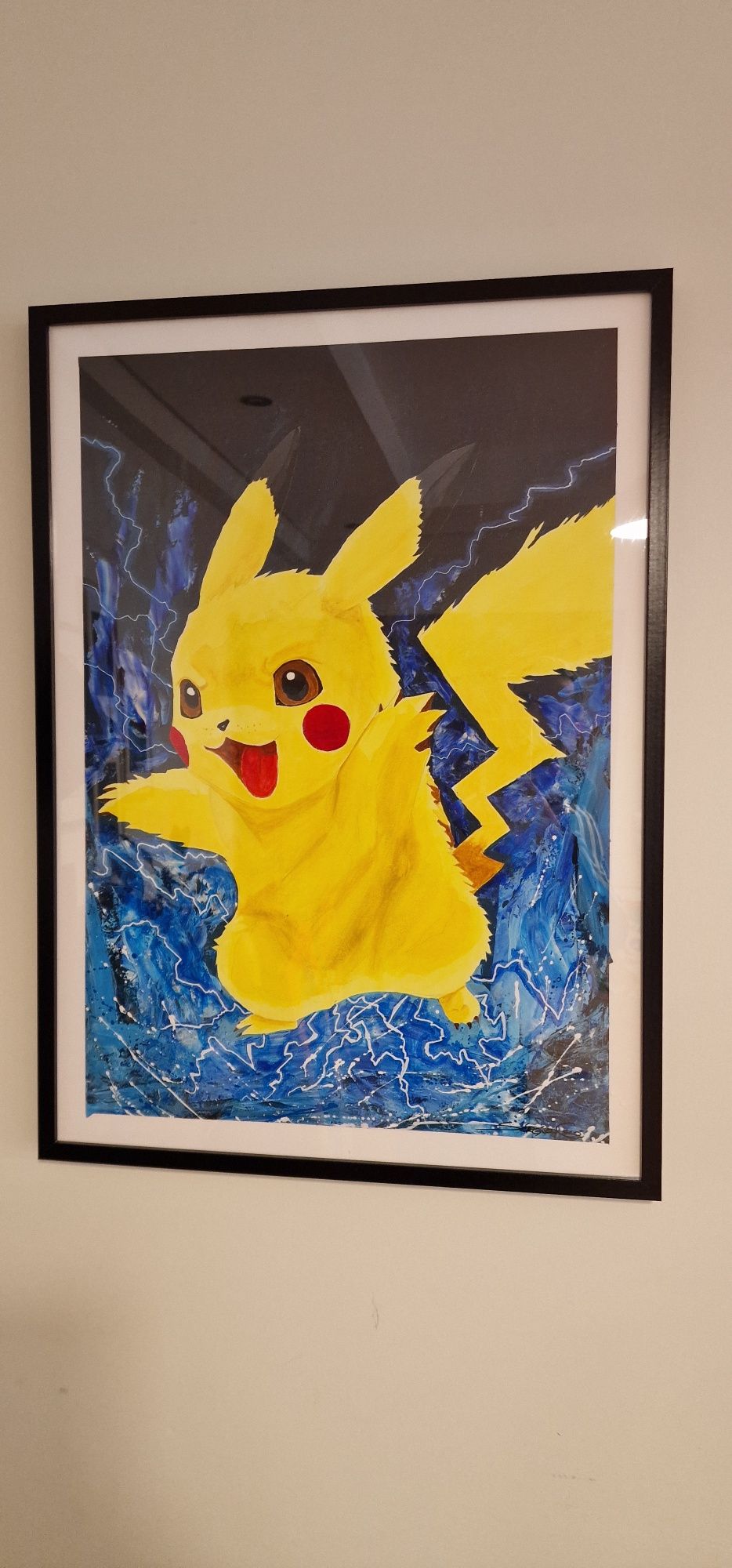 Pokémon Pikachu 50x70cm pintura em acrílico com moldura