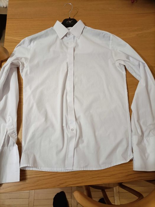 Koszula Biała męska, ślubna,  M, 182/188, Slim, Długi rękaw.