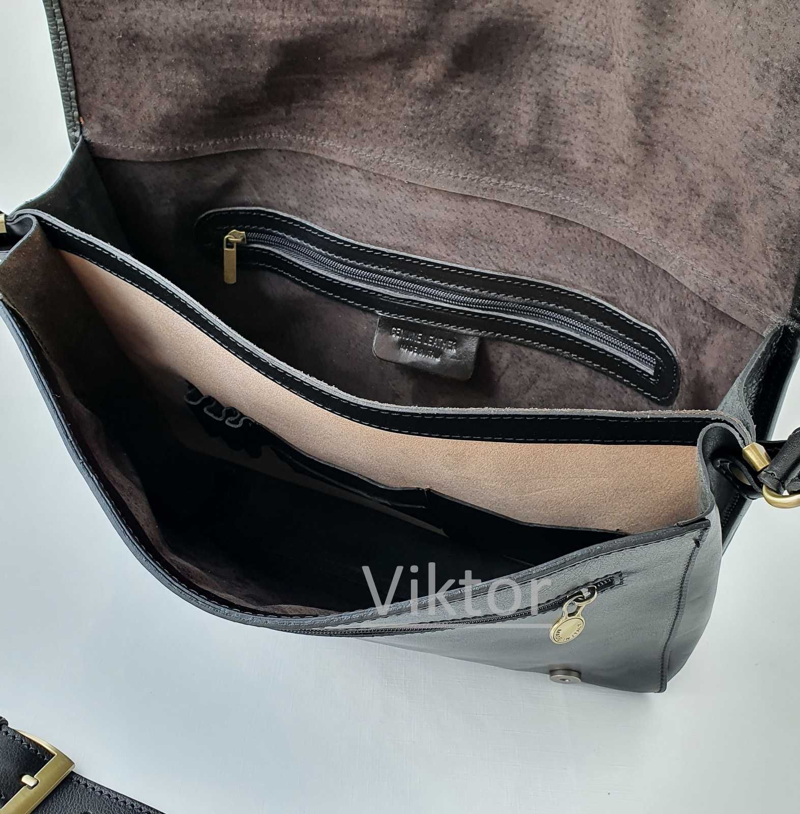 Кожаная большая сумка-портфель Vera Pelle под формат А4. Италия.
