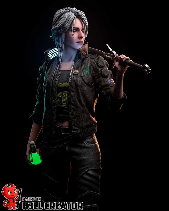 Figurka Ciri, Cyberpunk 2077, Wiedźmin, Żywica, Ręcznie Malowana
