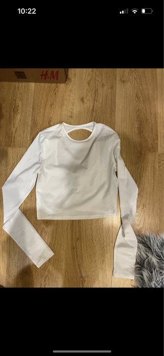 nowa bluzka bawełniana z wycięciami na plecach w stylu vintage h&m