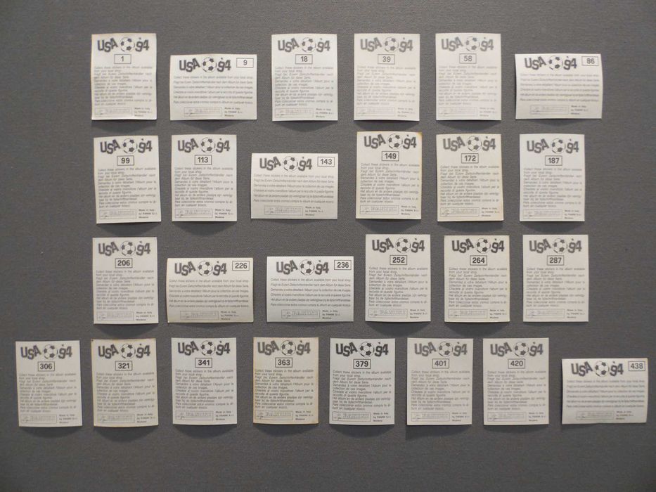 Cromos Panini Euro 88 e 96, Mundial Mexico 86, Italia 90 e USA 94