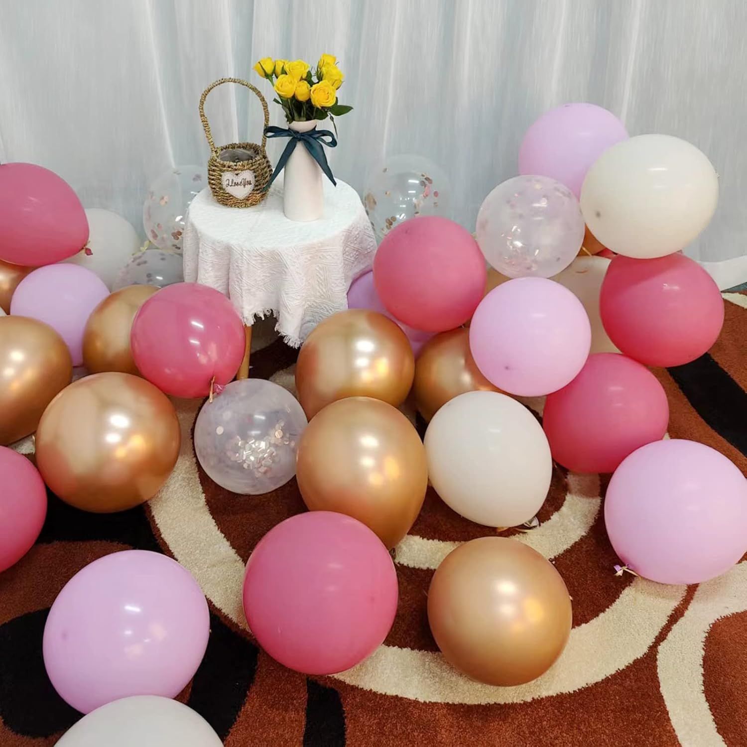 Zestaw 60 Balonów 30 cm Dekoracja na Urodziny i Imprezy Różowe i Białe