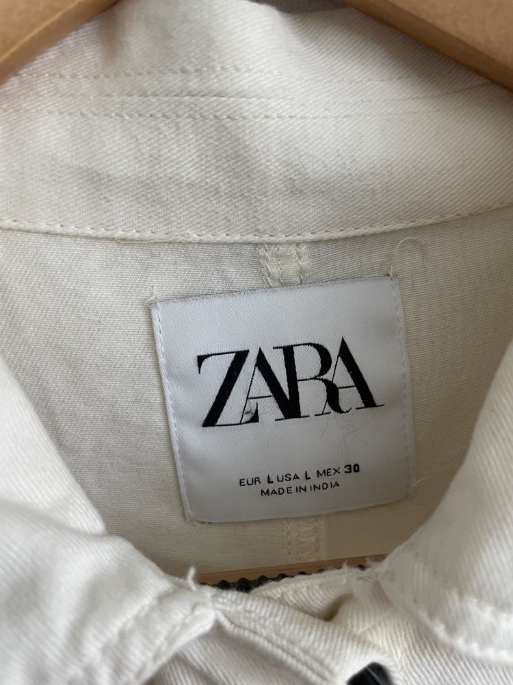 Zara L bawełniana kurtka katana koszulowa boho style etno muszelki