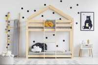 Łóżko dziecięce piętrowy domek z materacami