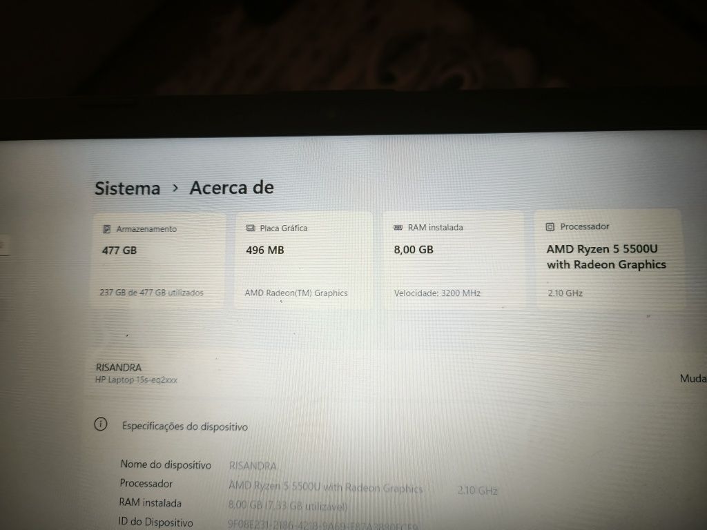Portátil HP rigorosamente novo