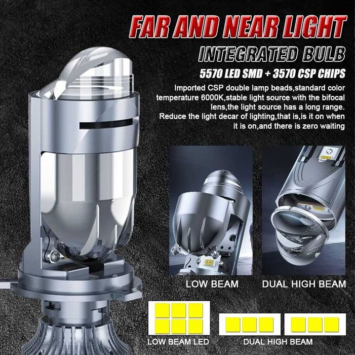 Led Лампа H4 з лінзою Ціна за 2 шт