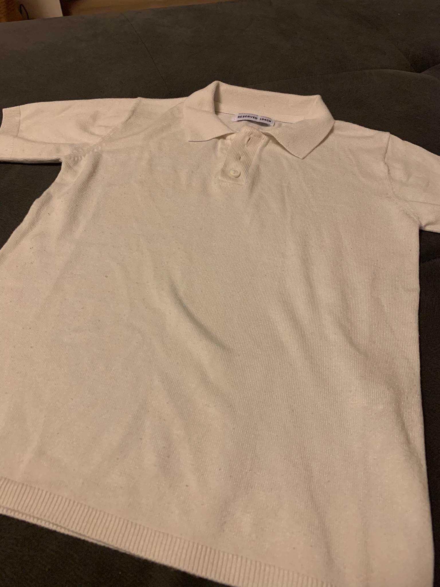 Biała koszulka polo bluzka dziewczęca Reserved 134