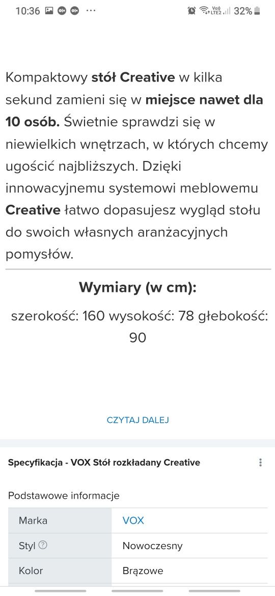 Stół Vox creative nowy 160/90 okazja