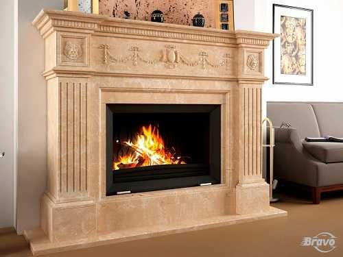 Камін з мармуру. Каміни мармурові. Браво. Монтаж камінів.
