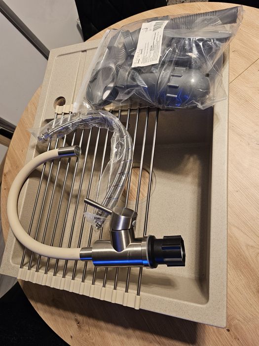 Zlew granitowy + Kran + Syfon + Kratka Nowy