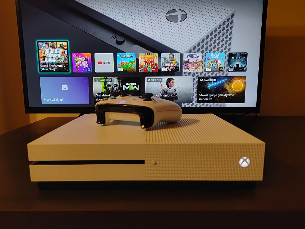 Konsola Xbox ONE S 1TB JAK NOWY Zestaw pad kable pudełko