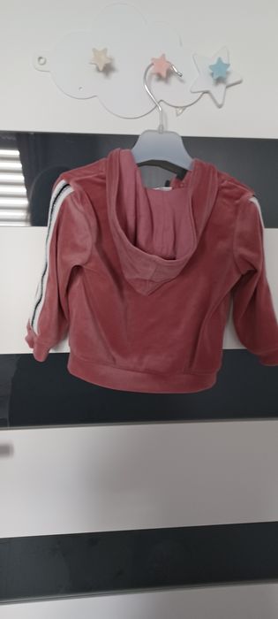 Bluza z kapturem welurowa Kappahl brudny róż 74