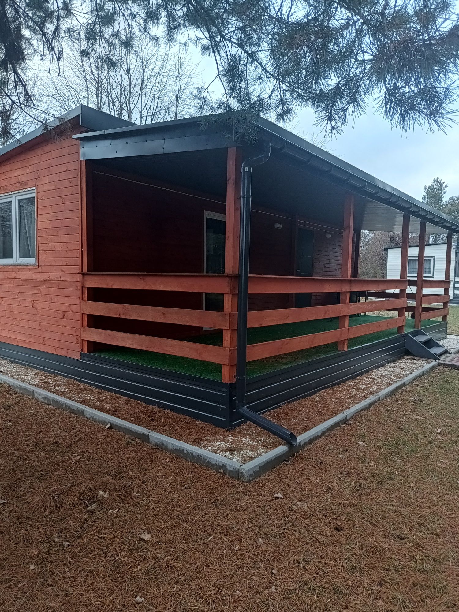 Domek letniskowy całoroczny mobilny  do przeniesienia taras Tiny house