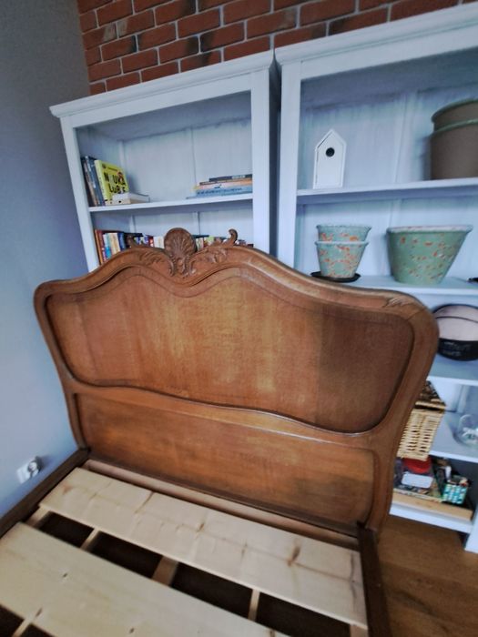 Łóżko antyczne drewniane, wymiar materaca 140x200