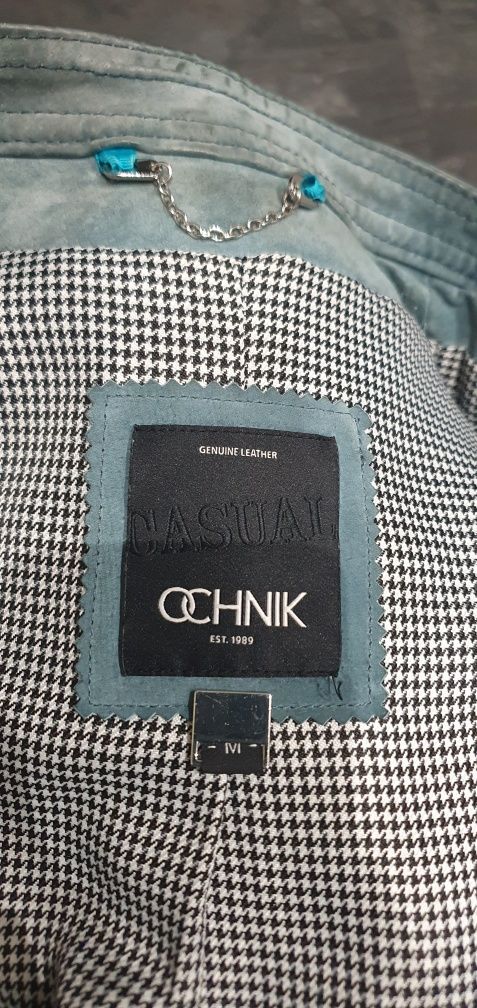 Kurtka ramoneska skorzana zamszowe Ochnik r. M zielona/turkusowa