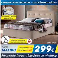 Cama Malibu + Estrado + Colchão Basic 15HR 190x140