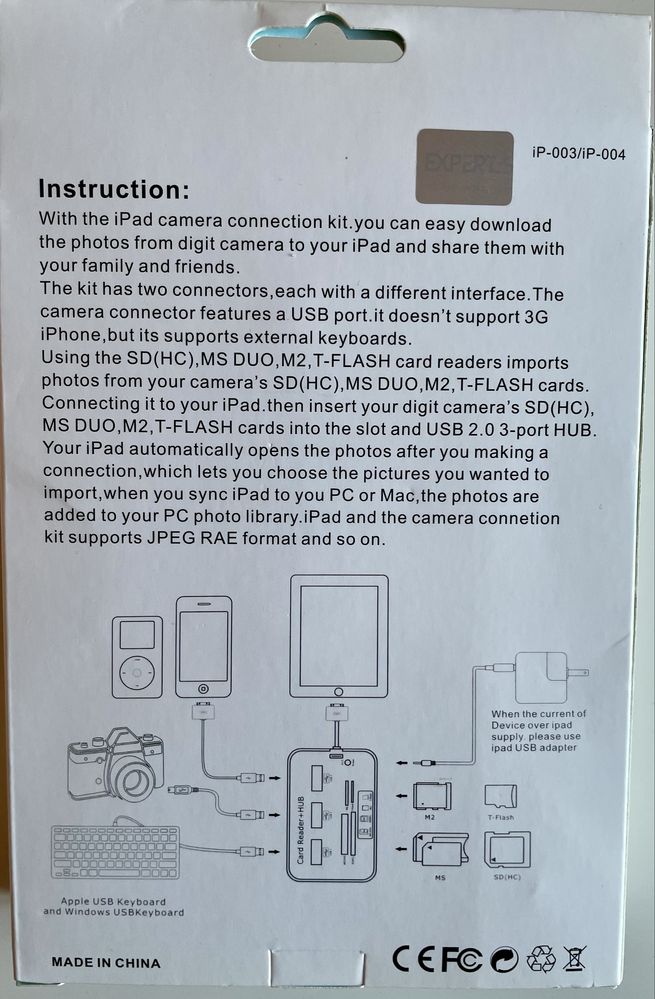 Camera connection kit usb SD Card reader HUB