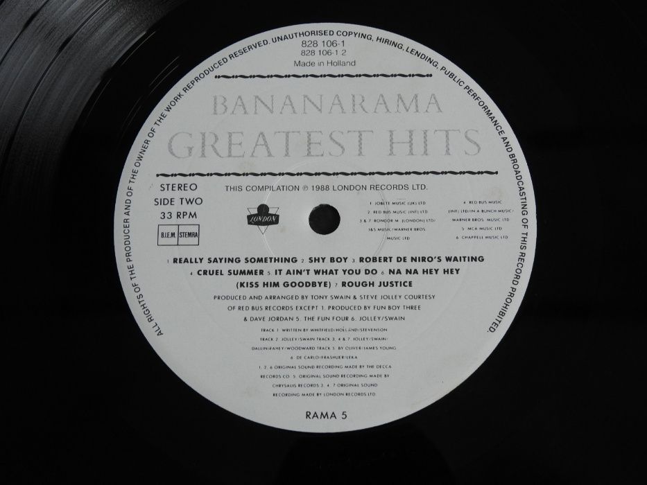 Bananarama The Greatest Hits Collection LP 1988 Holland пластинка EX