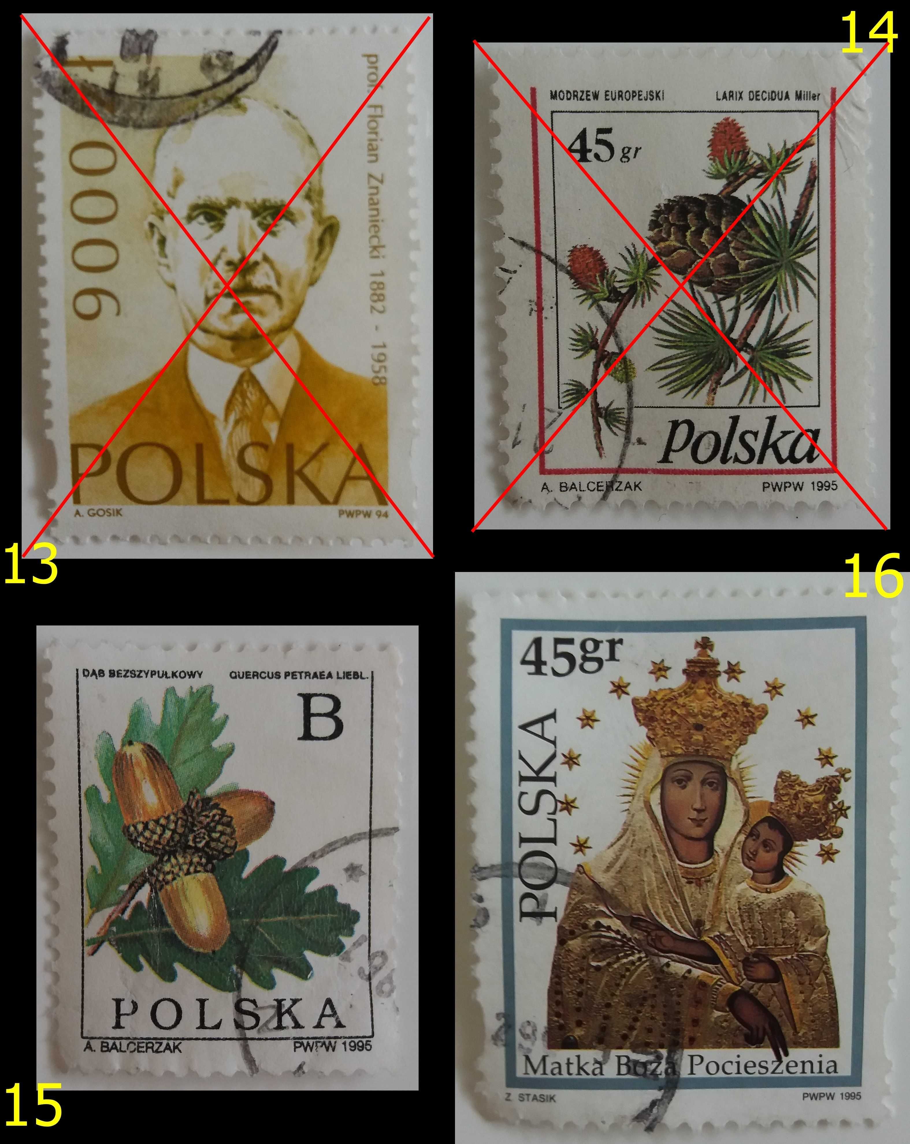 Znaczki pocztowe, Polska, 1990 do 2001, 15 sztuk