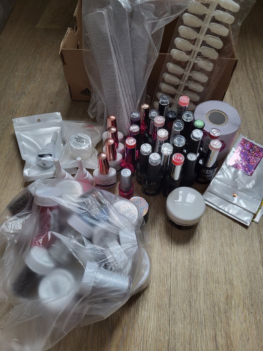 Zestaw do paznokci lakier hybrydowy hybryda żel pyłki indigo